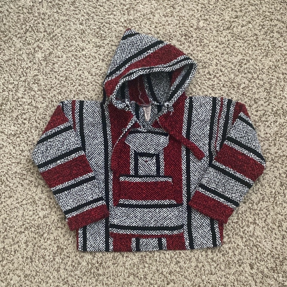 Kids Woven Striped Baja Hoodie Made in Mexico